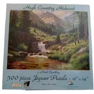SunsOut PUZZLE 500 piece "HIGH COUNTRY HIDEOUT" 18 x 24" Deer & Mountains SEALED